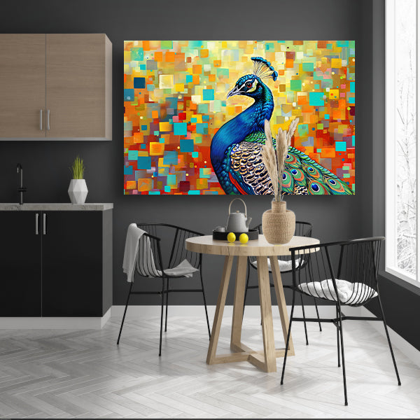 Kleurrijke pauw in abstracte popart stijl poster
