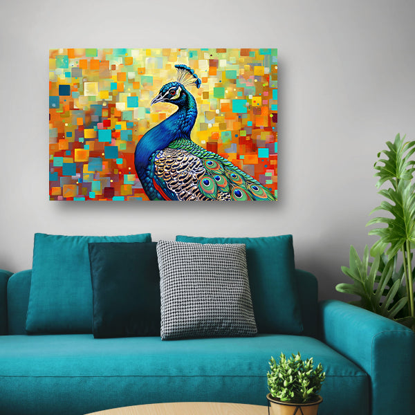 Kleurrijke pauw in abstracte popart stijl poster