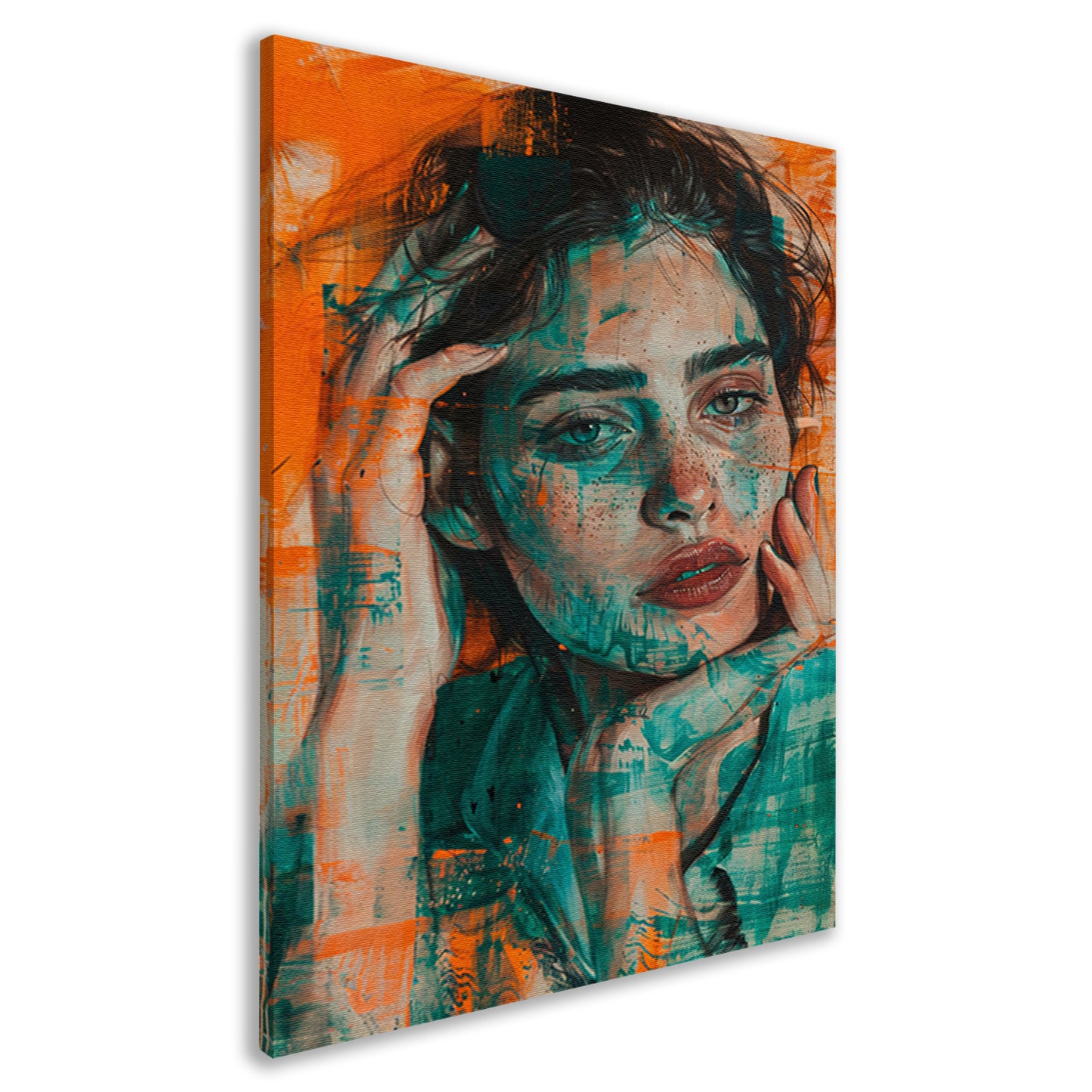 Prachtig aquarel schilderij van vrouwelijk portret canvas