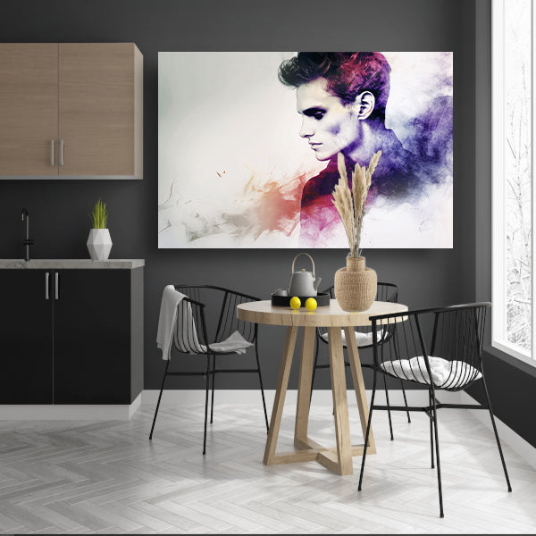 Abstracte kleurrijke digitale kunst van man canvas met baklijst