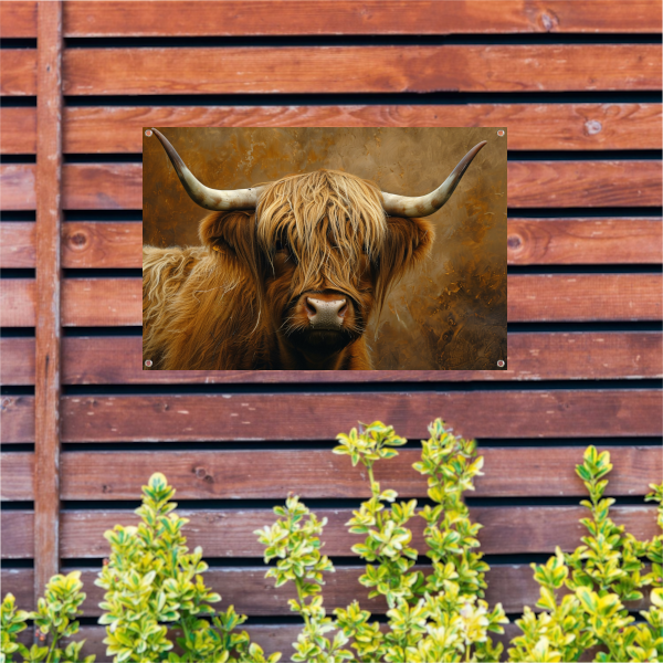 Schotse Hooglander - Majestueuze Blik en Vacht tuinposter