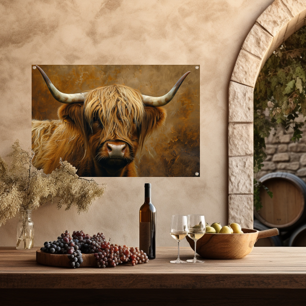 Schotse Hooglander - Majestueuze Blik en Vacht tuinposter