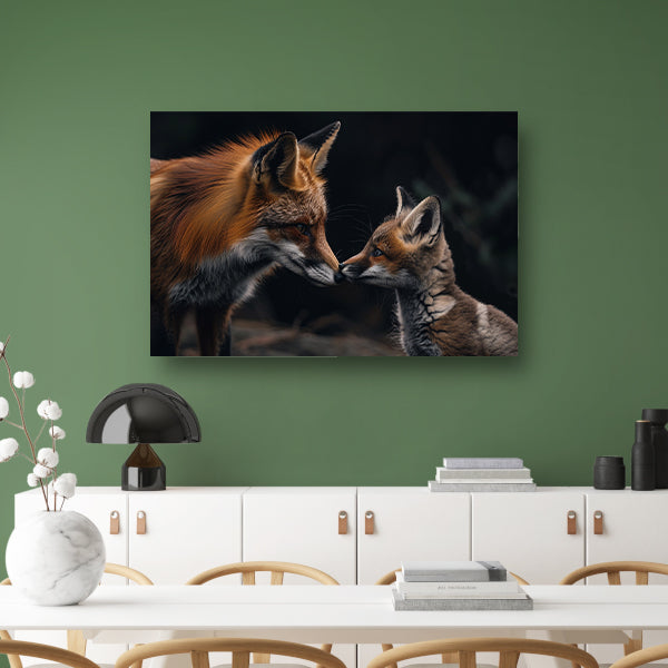 Intiem moment tussen twee vossen canvas