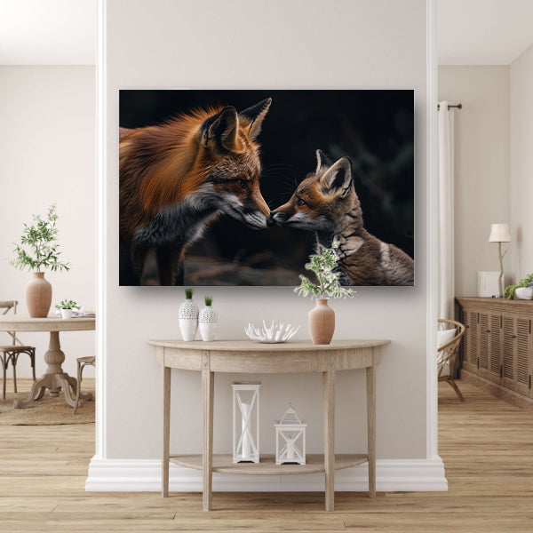 Intiem moment tussen twee vossen canvas
