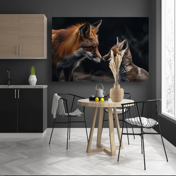 Intiem moment tussen twee vossen canvas