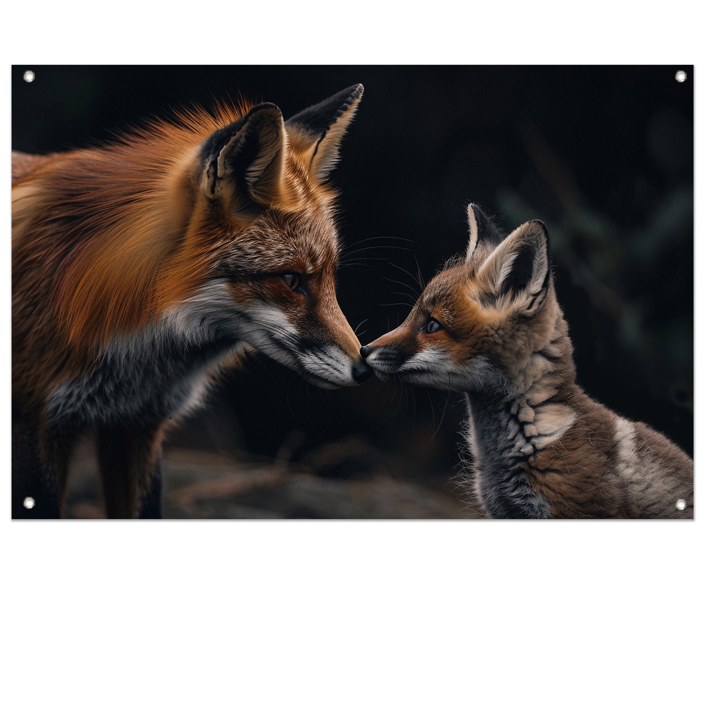 Intiem moment tussen twee vossen tuinposter