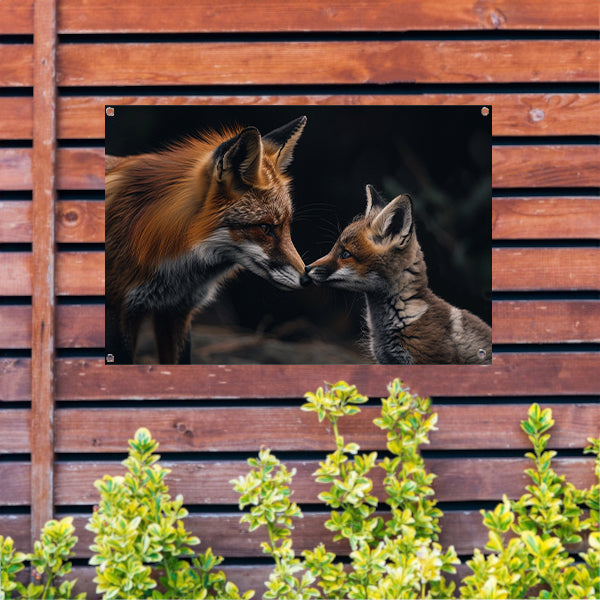 Intiem moment tussen twee vossen tuinposter