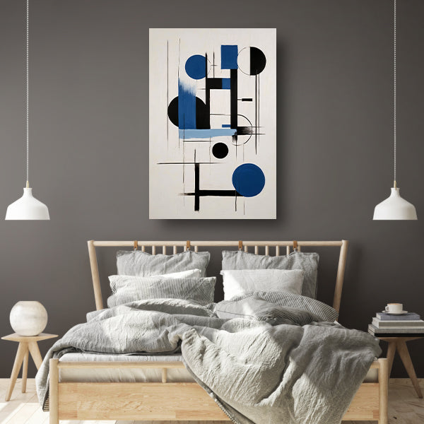 Moderne Abstracte Geometrie in Blauw en Zwart canvas
