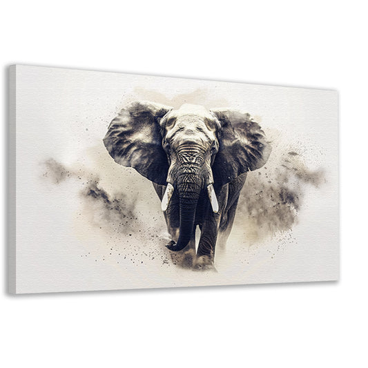 Majestueus olifant portret in zwart-wit canvas