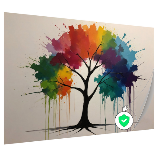 Kleurrijke Abstracte Boom met Druppelend Canvas poster