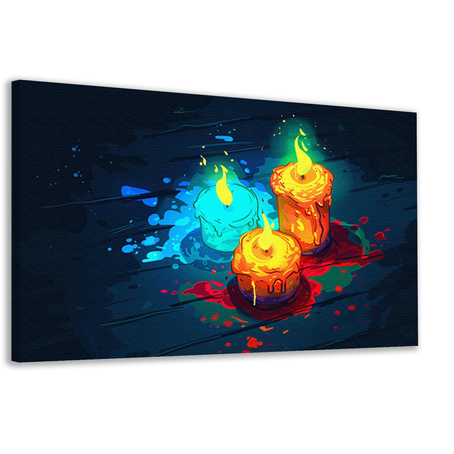 Surrealistische kleurrijke kaarsen op donkere achtergrond canvas