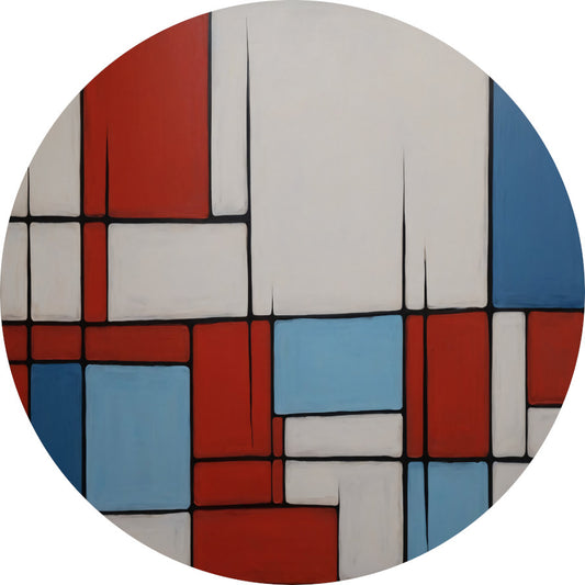 Abstracte Harmonie in Rood en Blauw aluminium muurcirkel