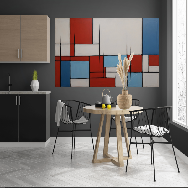 Abstracte Harmonie in Rood en Blauw poster