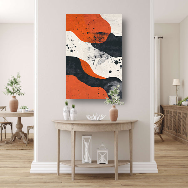 Abstract met oranje en zwart canvas