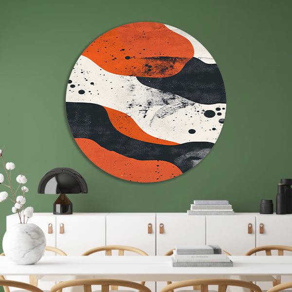Abstract met oranje en zwart forex muurcirkel