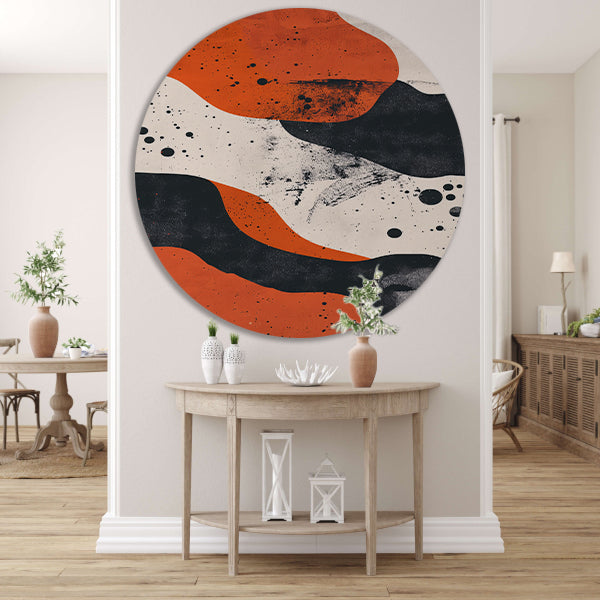 Abstract met oranje en zwart forex muurcirkel