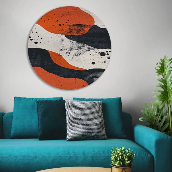 Abstract met oranje en zwart forex muurcirkel