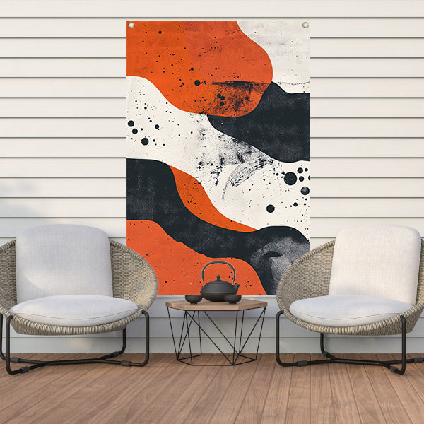 Abstract met oranje en zwart tuinposter