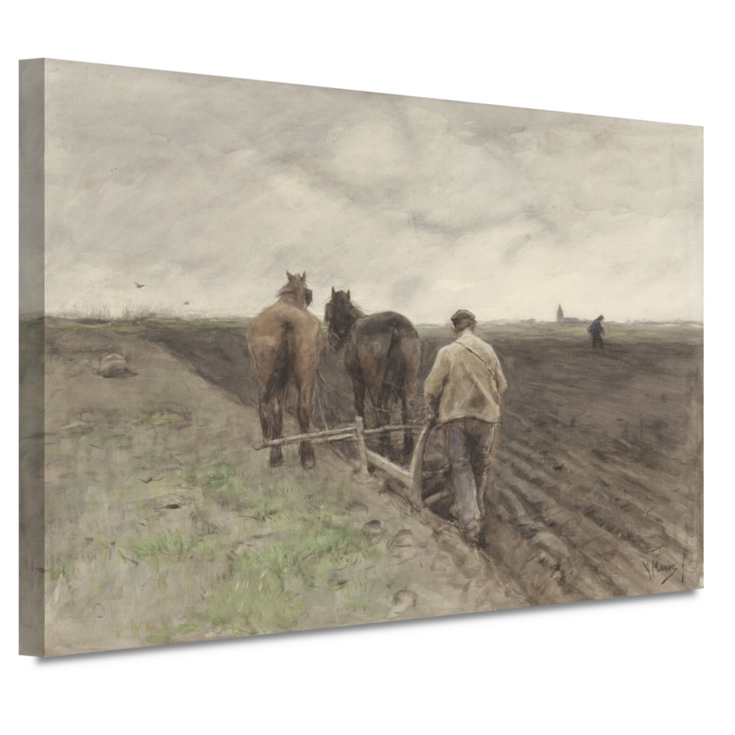 Ploegende boer - Anton Mauve canvas