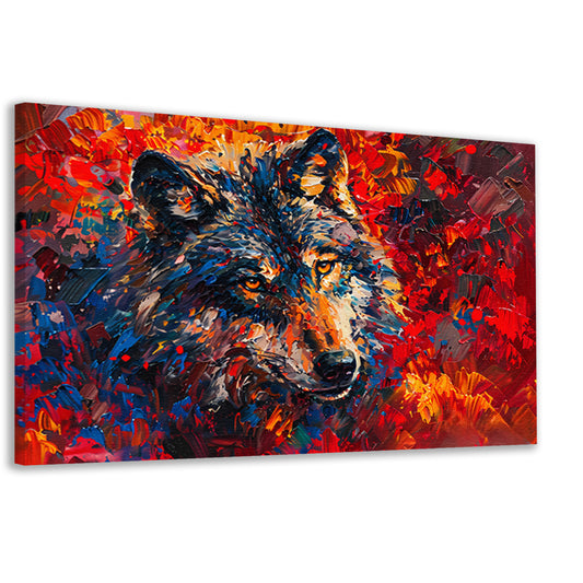 Kleurrijk abstract schilderij van een wolf canvas