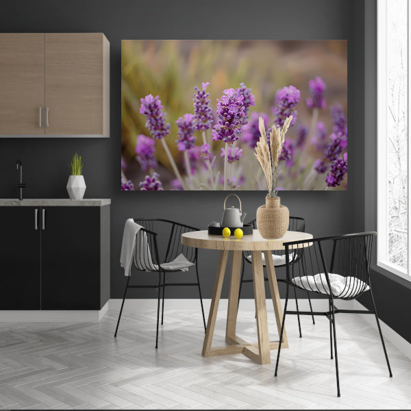 Levendige paarse lavendelbloemen in natuurlijke omgeving canvas