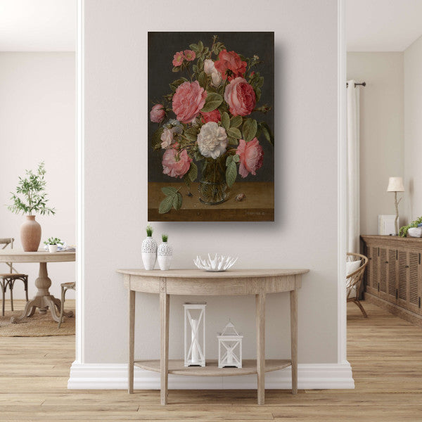 Rozen in een glazen vaas - Jacob van Hulsdonck poster