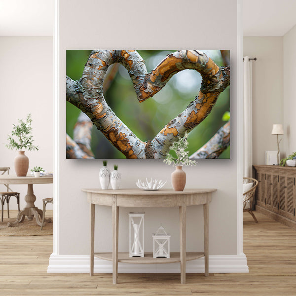 Hartvormige verweving van boomtakken canvas
