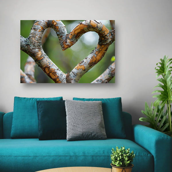 Hartvormige verweving van boomtakken poster
