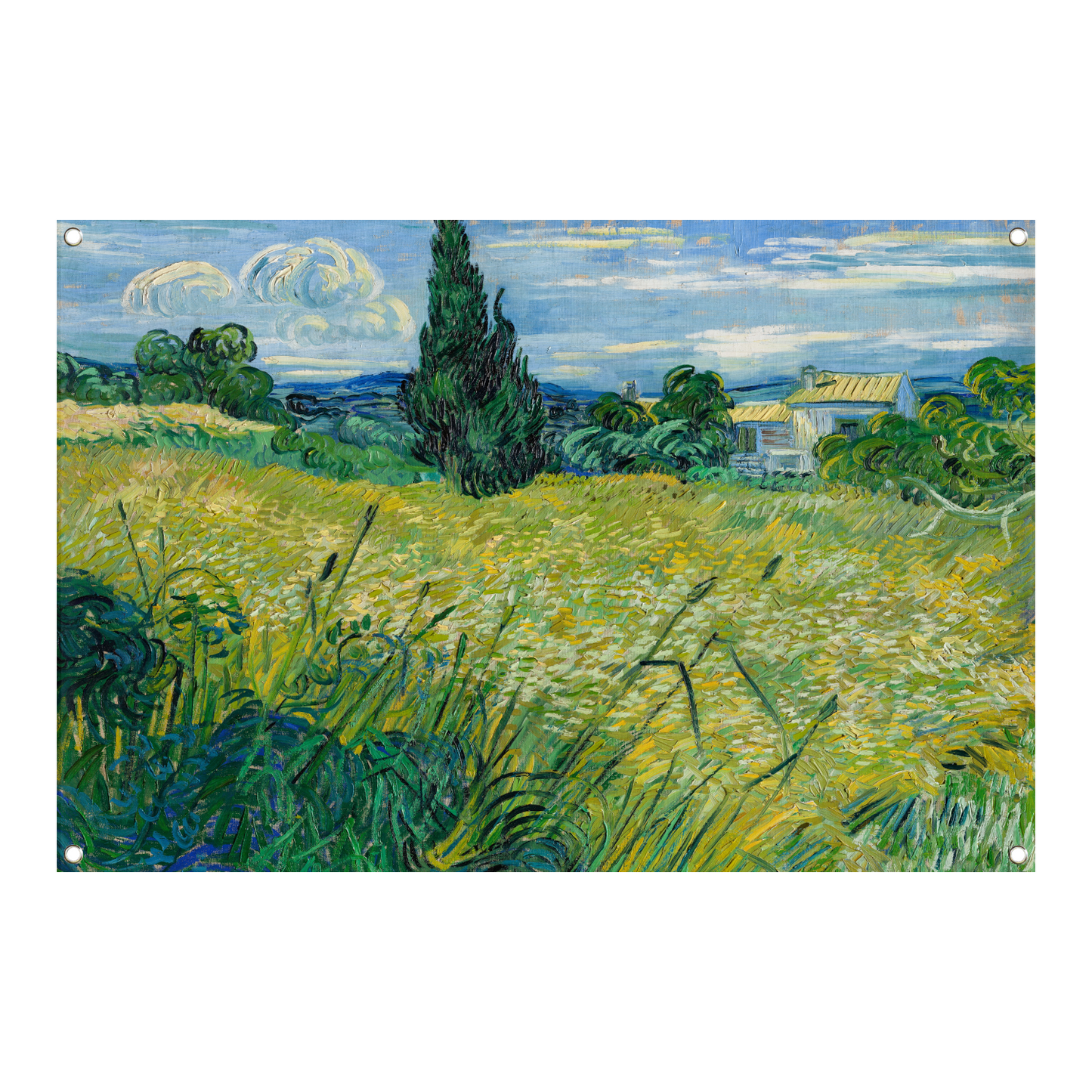 Groen Tarweveld met Cipres - Vincent van Gogh tuinposter