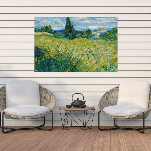 Groen Tarweveld met Cipres - Vincent van Gogh tuinposter