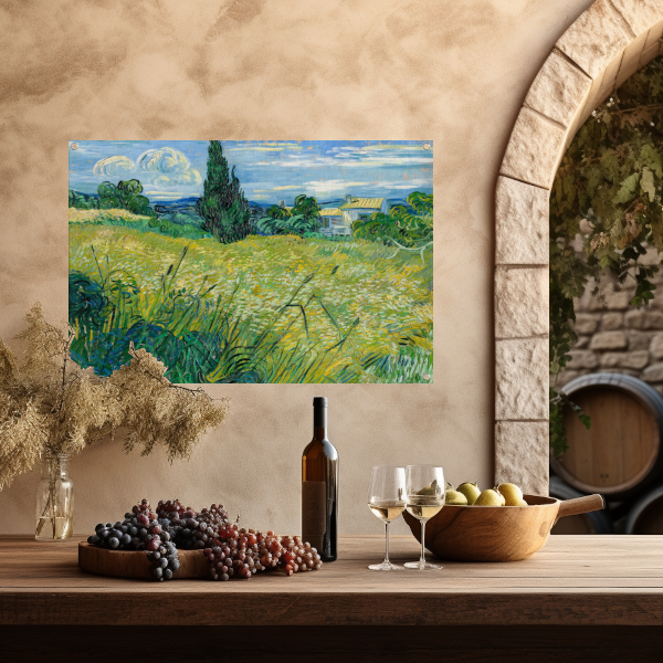 Groen Tarweveld met Cipres - Vincent van Gogh tuinposter