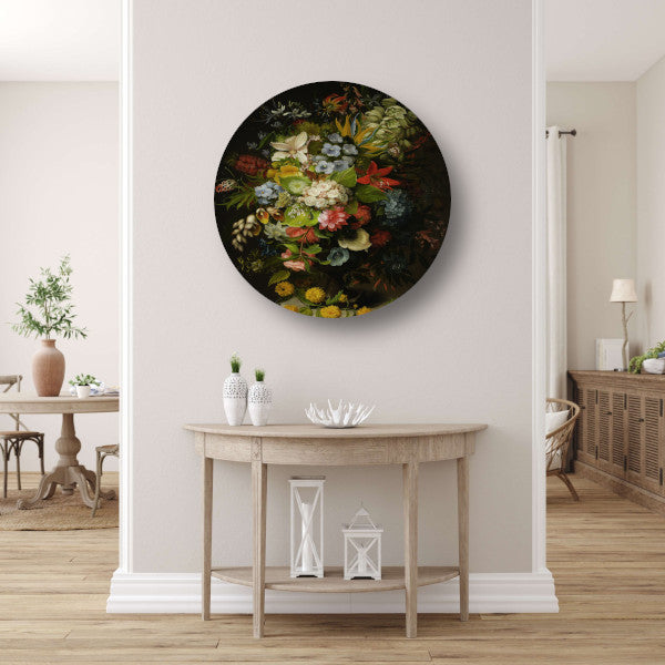 Een boeket bloemen in een vaas - Daniel Schultz aluminium muurcirkel
