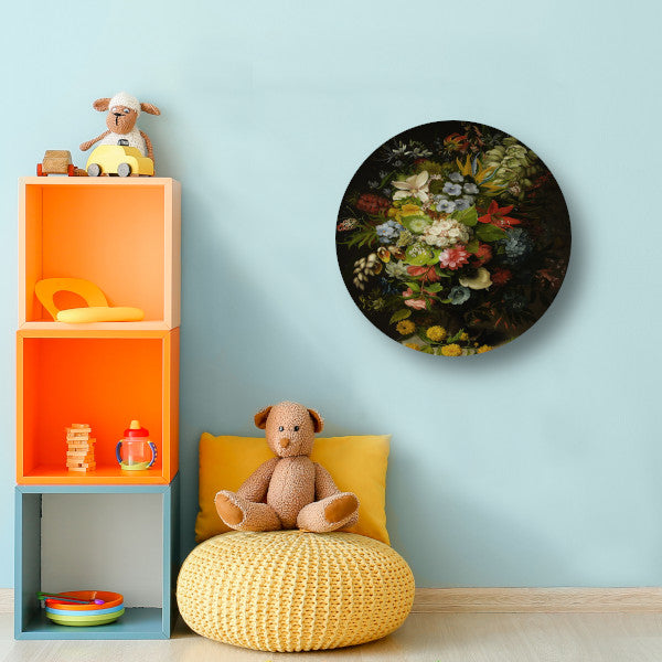 Een boeket bloemen in een vaas - Daniel Schultz aluminium muurcirkel