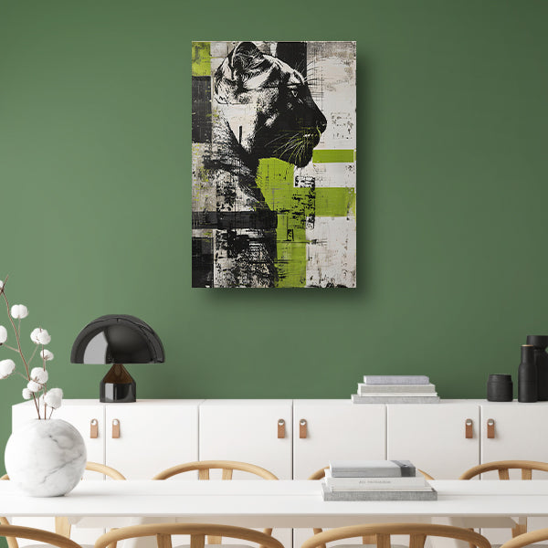 Abstracte schilderij van een zwarte panter canvas