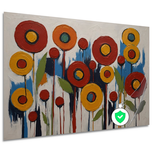 Abstracte Impressies van een Kleurrijk Bloemenveld poster