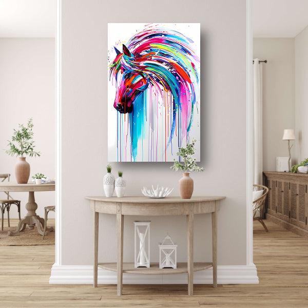 Abstract kleurrijk paardenschilderij voor moderne interieurs poster