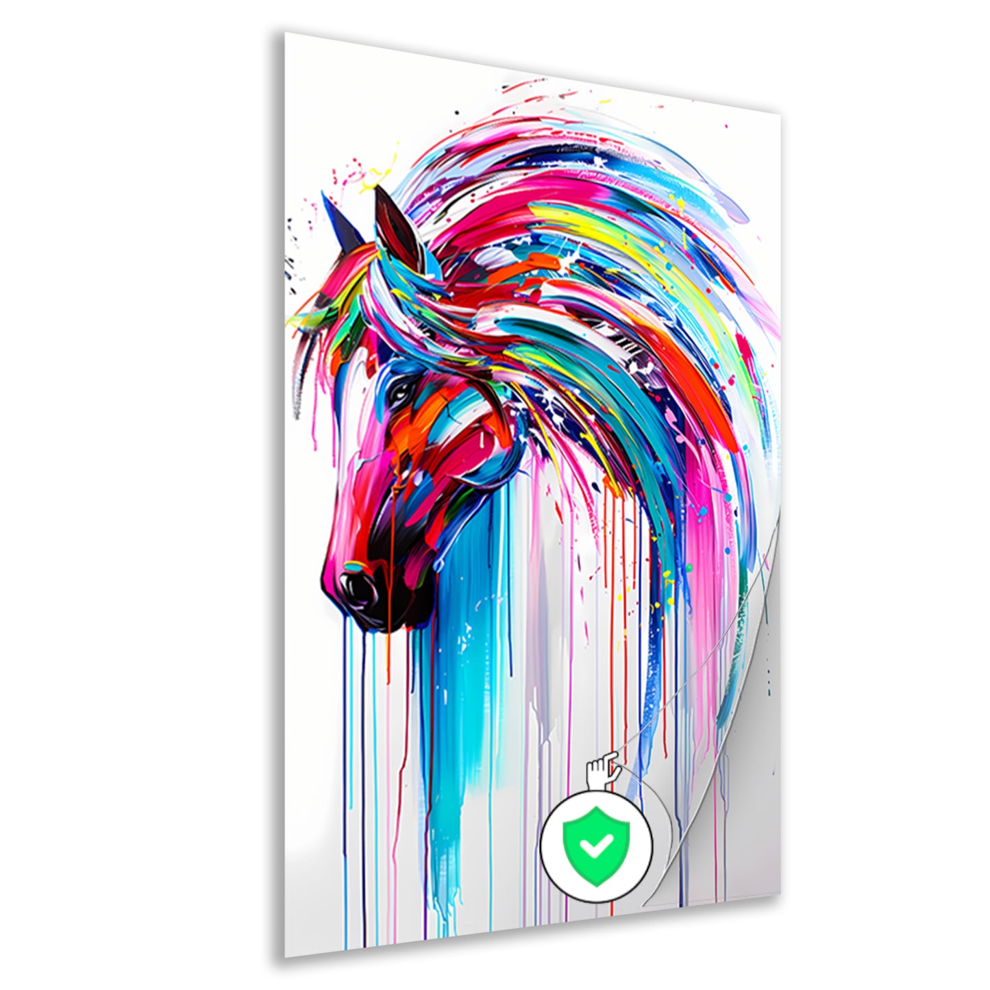 Abstract kleurrijk paardenschilderij voor moderne interieurs poster