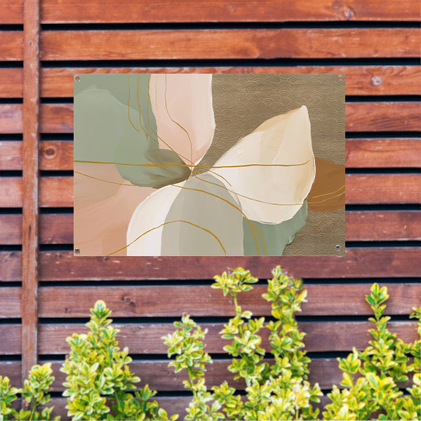 Abstract schilderij met lijnen in Japandi-stijl tuinposter