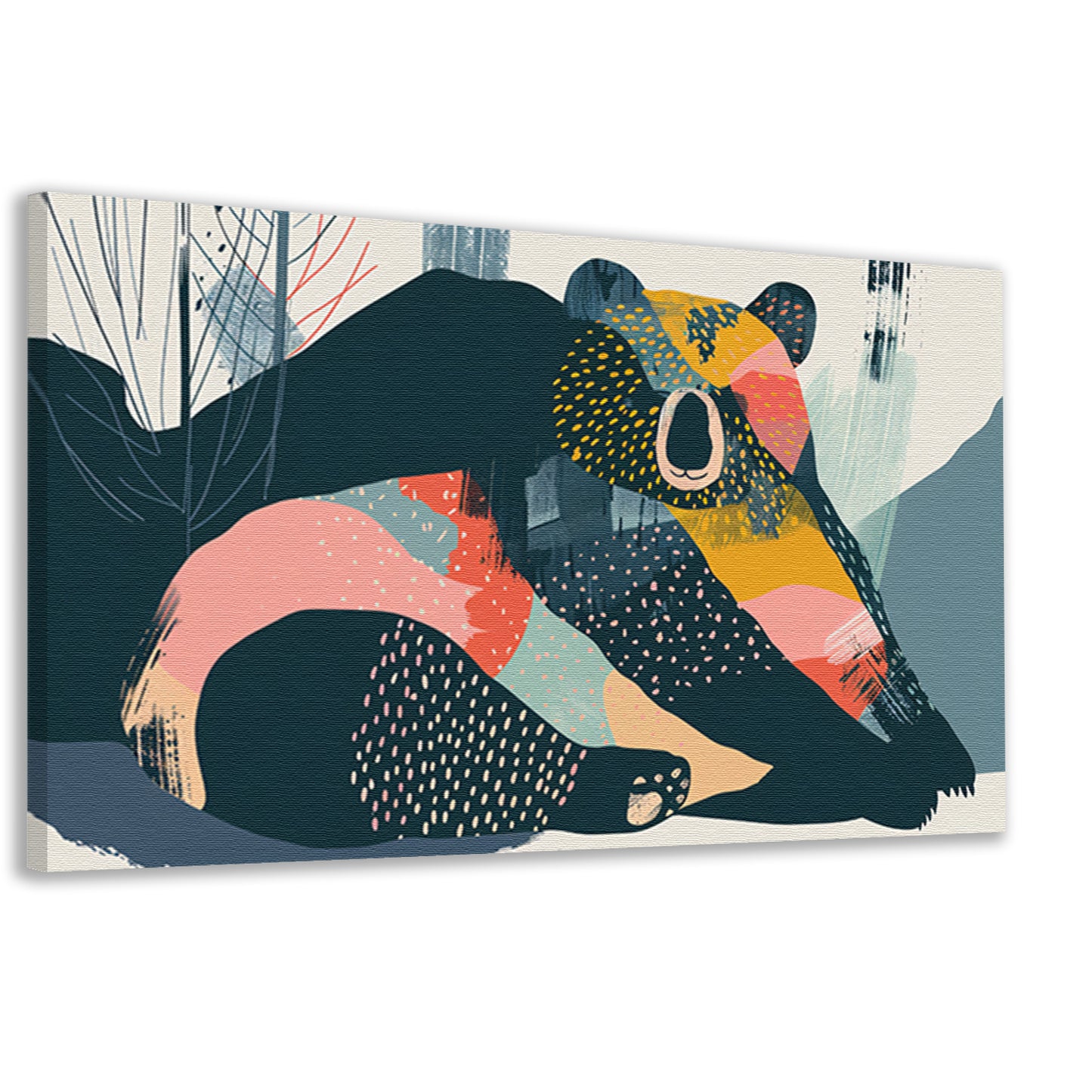 Abstracte beer met levendige kleuren in landschap canvas