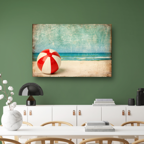 Zomerse strandbal aan kalme kust canvas