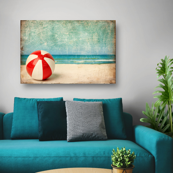 Zomerse strandbal aan kalme kust canvas