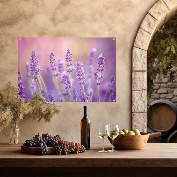 Betoverende lavendelvelden in zachte pasteltinten tuinposter