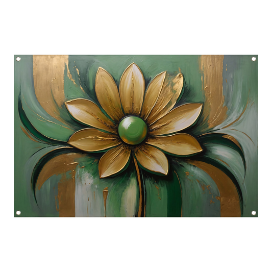 Gouden Bloem op Groene Achtergrond tuinposter