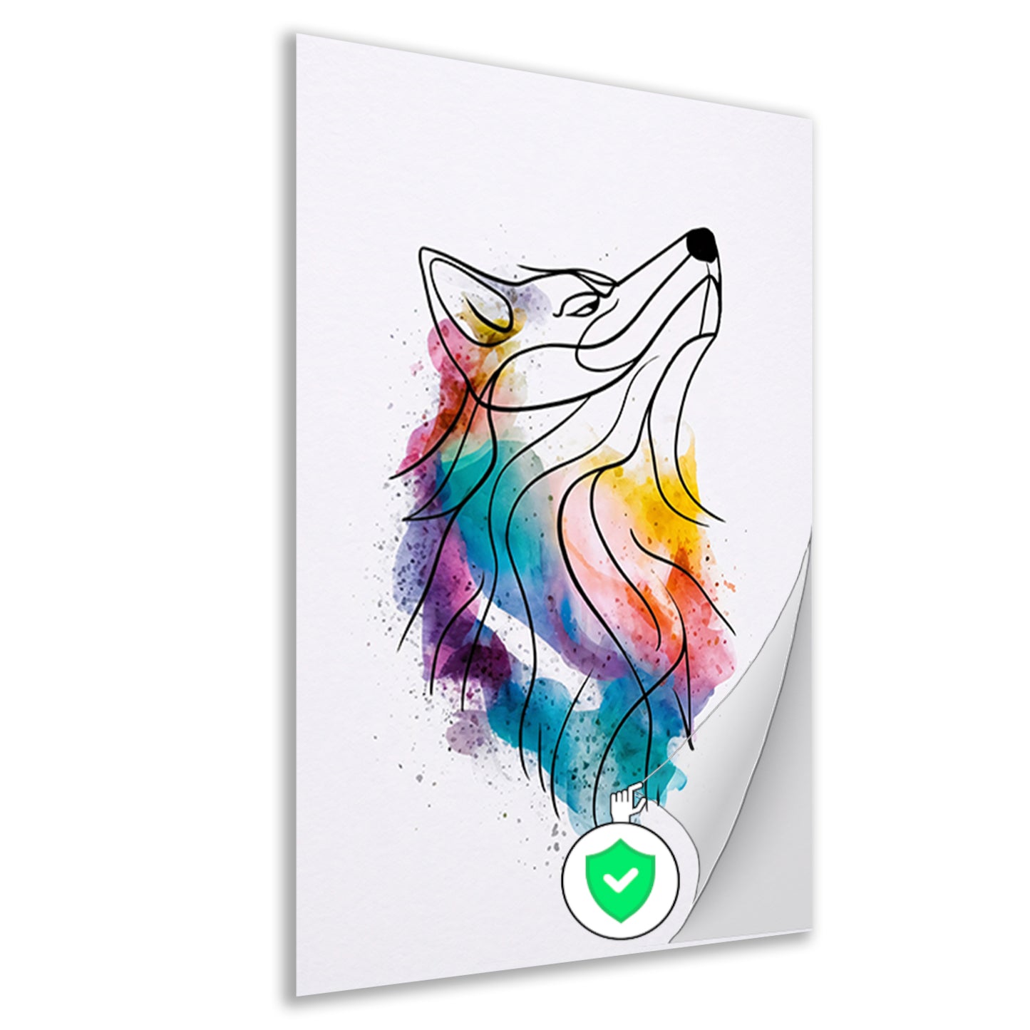 Kleurrijke abstracte wolf in aquarel poster
