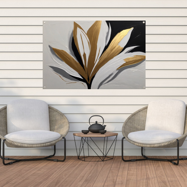 Gouden Bloesem op Abstract Wit tuinposter
