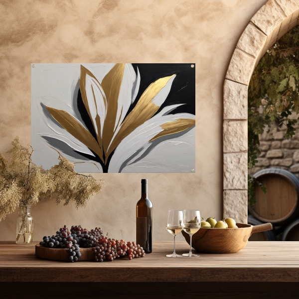 Gouden Bloesem op Abstract Wit tuinposter