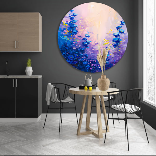 Abstract bloemenveld in levendige kleuren forex muurcirkel