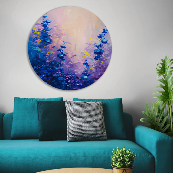 Abstract bloemenveld in levendige kleuren forex muurcirkel