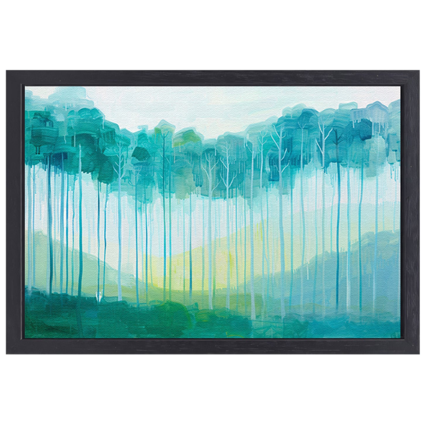 Surrealistisch schilderij van een boslandschap canvas met baklijst