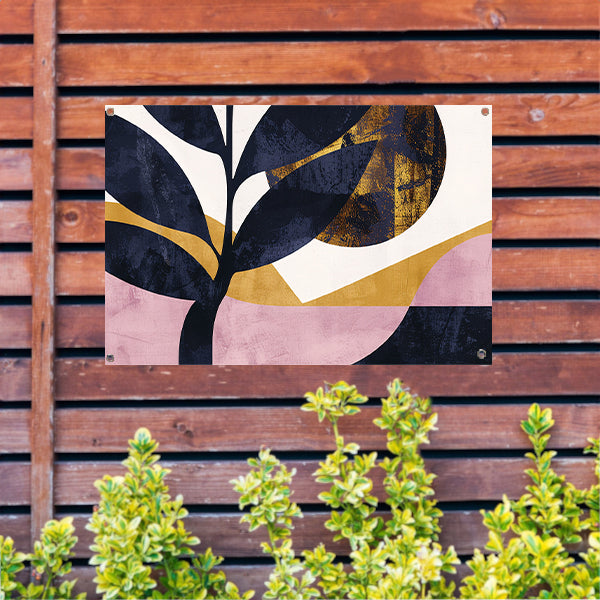 Abstracte geometrische boom in moderne kleuren tuinposter